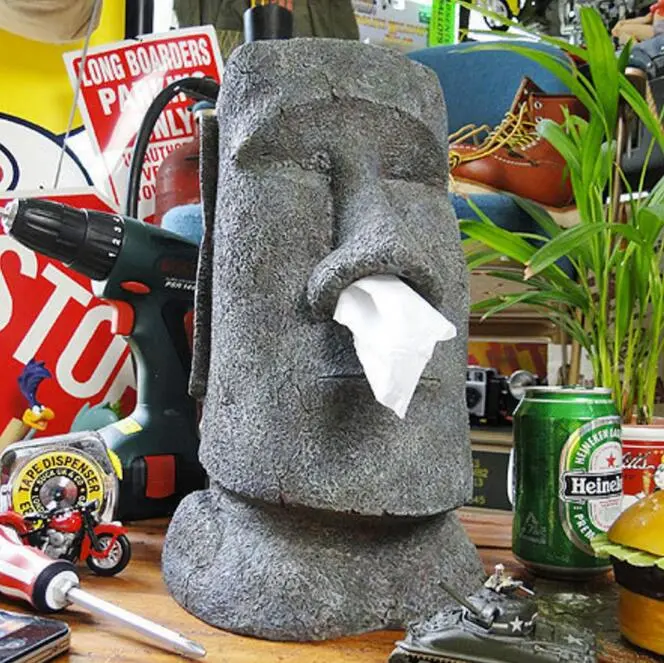 Easter island stone face like MOAI tissue box