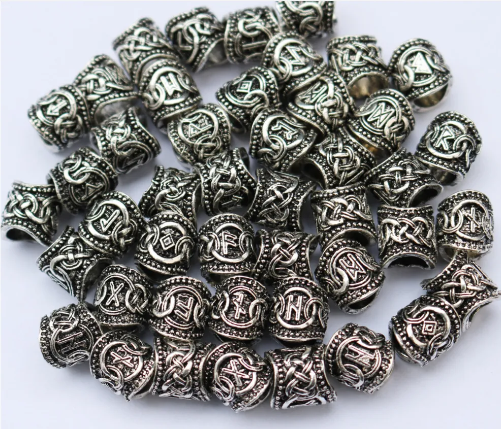 A set of 24 Viking Rune bearded beads