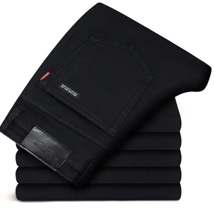 Men's Jeans Slim Straight Black Pants