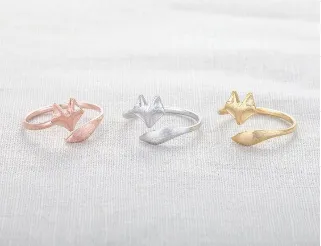 Simple style Korean opening adjustable fox ring copper animal fox small ring