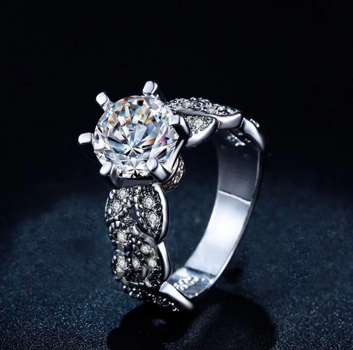 Stylish zircon ring High-grade platinum-plated ladies dress