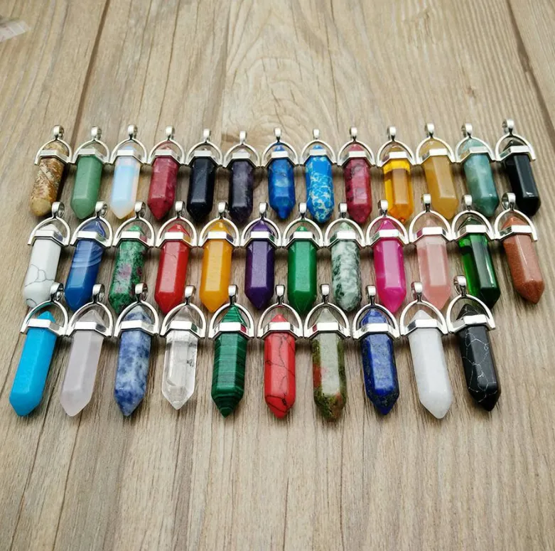 Natural agate crystal jewelry hexagonal column necklace five-pointed star pendant