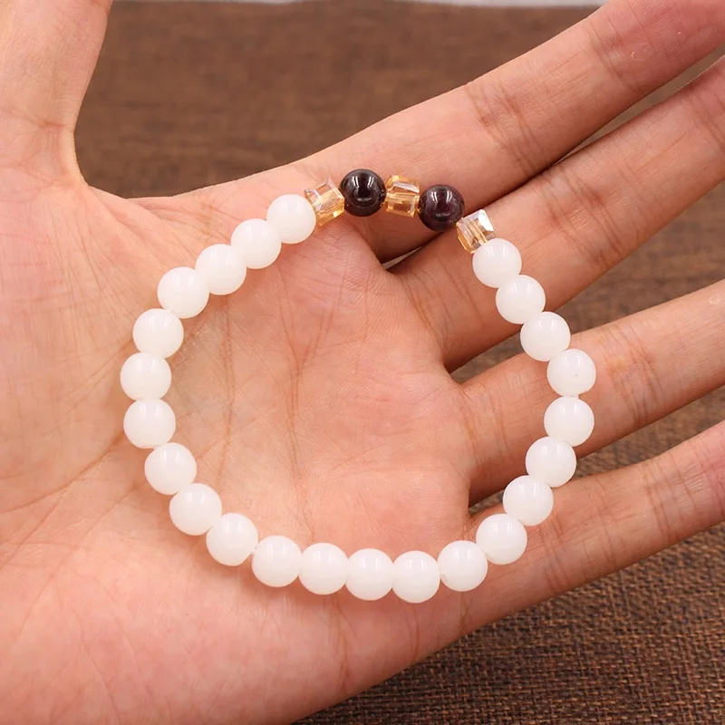 Garnet white jade bracelet