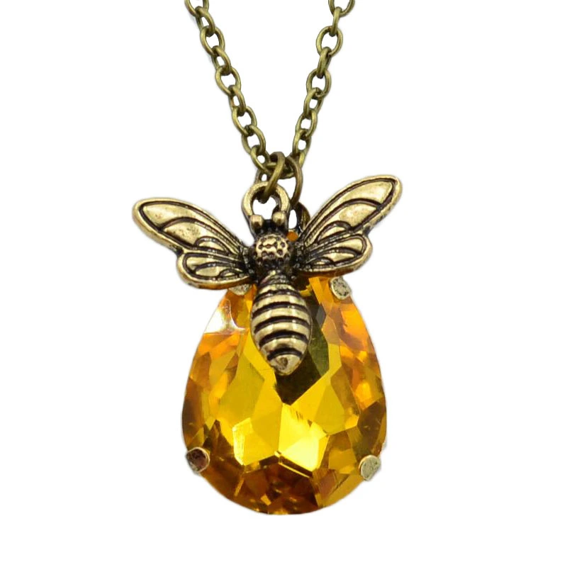 Little bee drop-shaped crystal clavicle chain