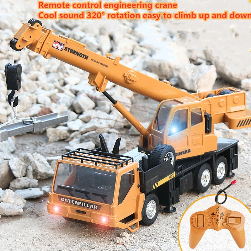 Wireless remote control truck crane toy Rechargeable remote control lift simulation crane child toy model