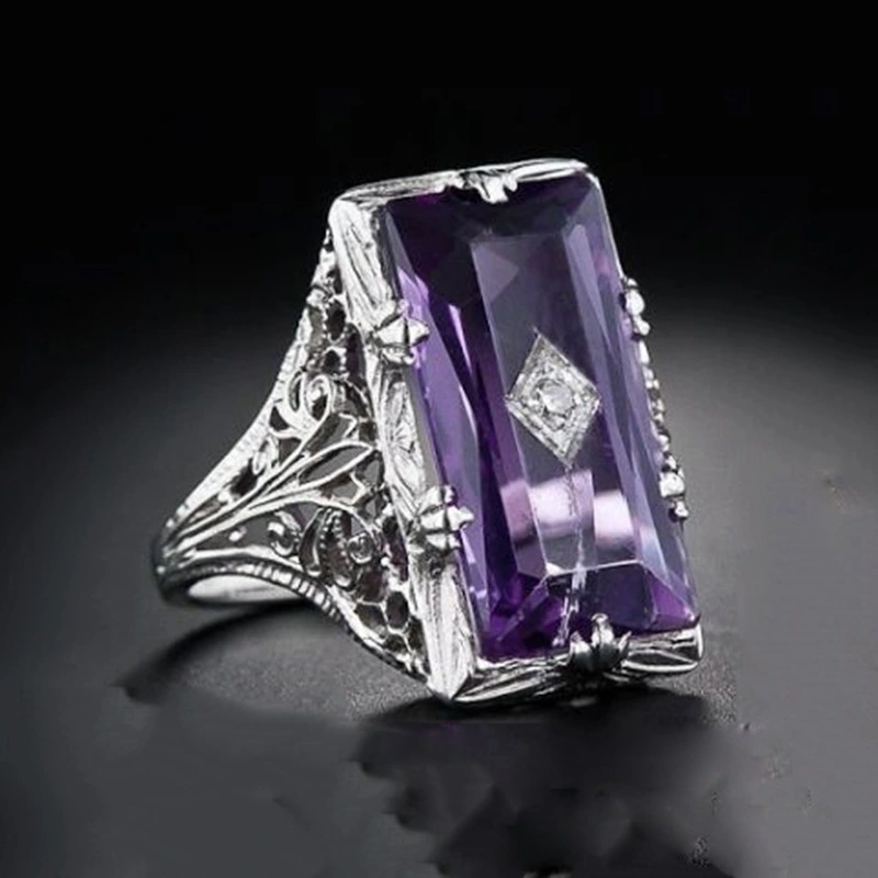 Chamfered rectangular purple ring