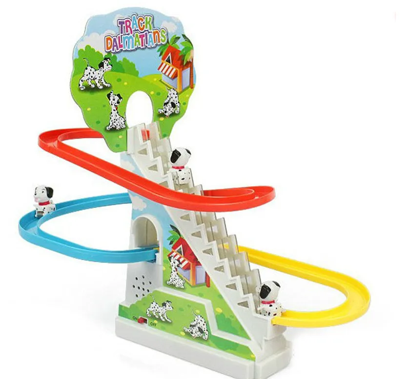 Electric climbing stair track toy