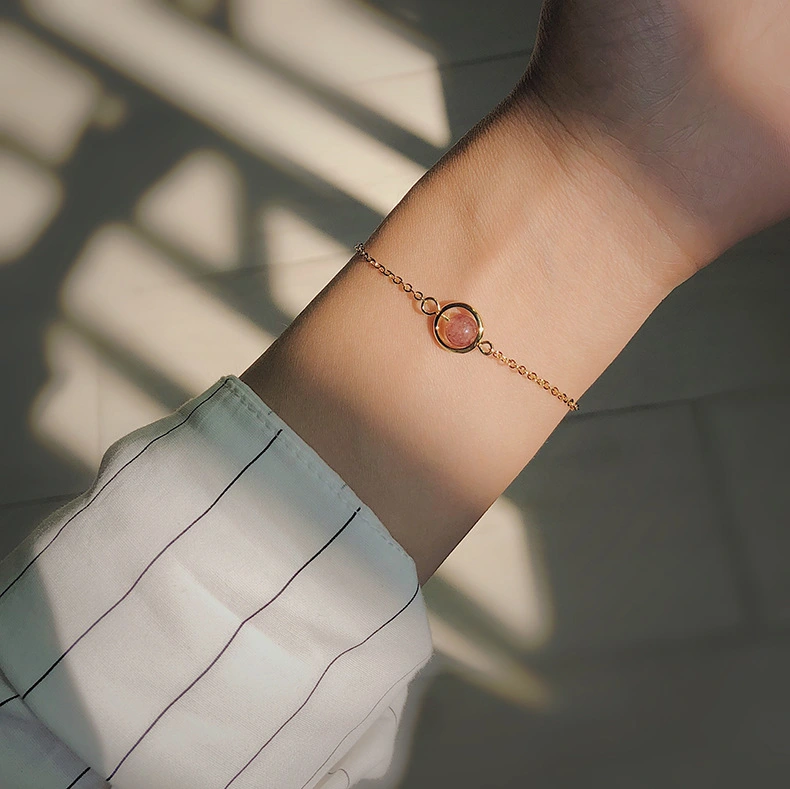 Pink Strawberry Crystal Bracelet