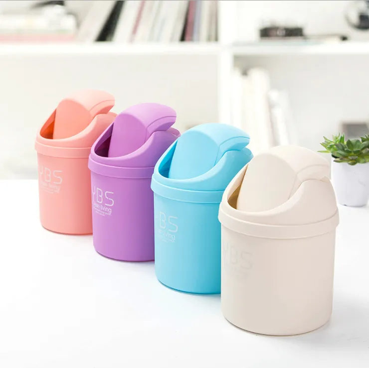Mini desktop shake cover trash can garbage storage cleaning trash can