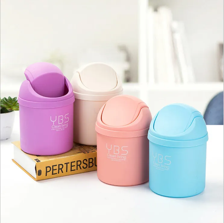 Mini desktop shake cover trash can garbage storage cleaning trash can