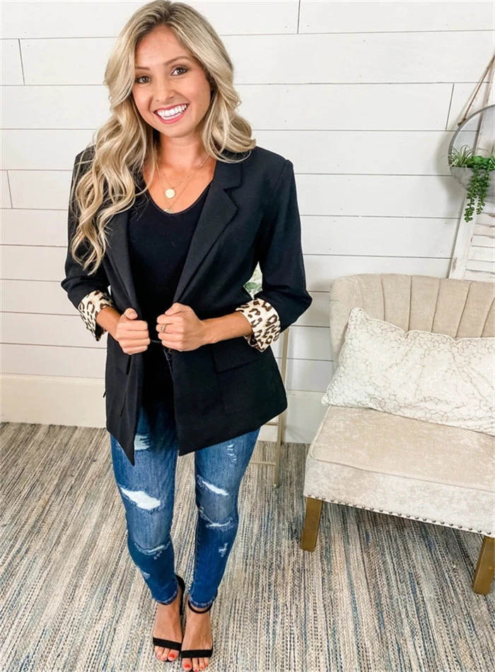 Stitched leopard print coat