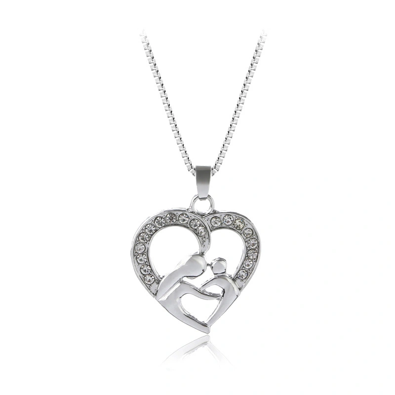 Mother Daughter Love Hollow Diamond Necklace