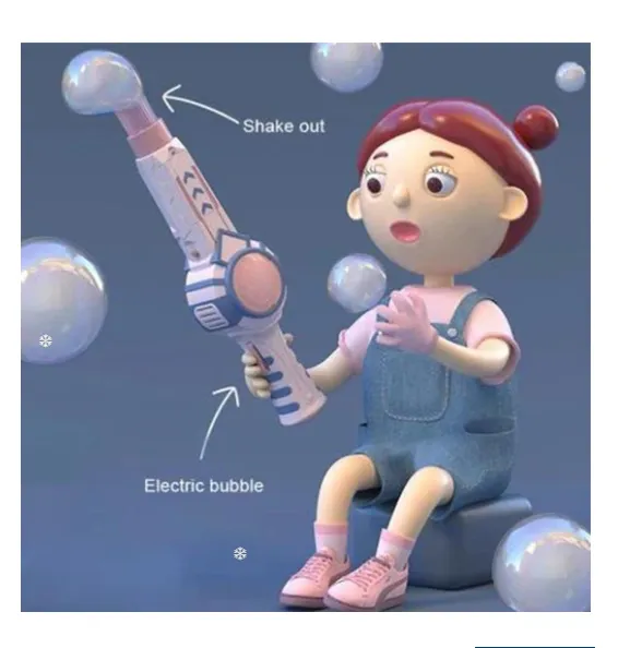 Elastic Smog Bubble Machine With Water Bubble Wand Girl Heart Toy Birthday Gift For Children For Party