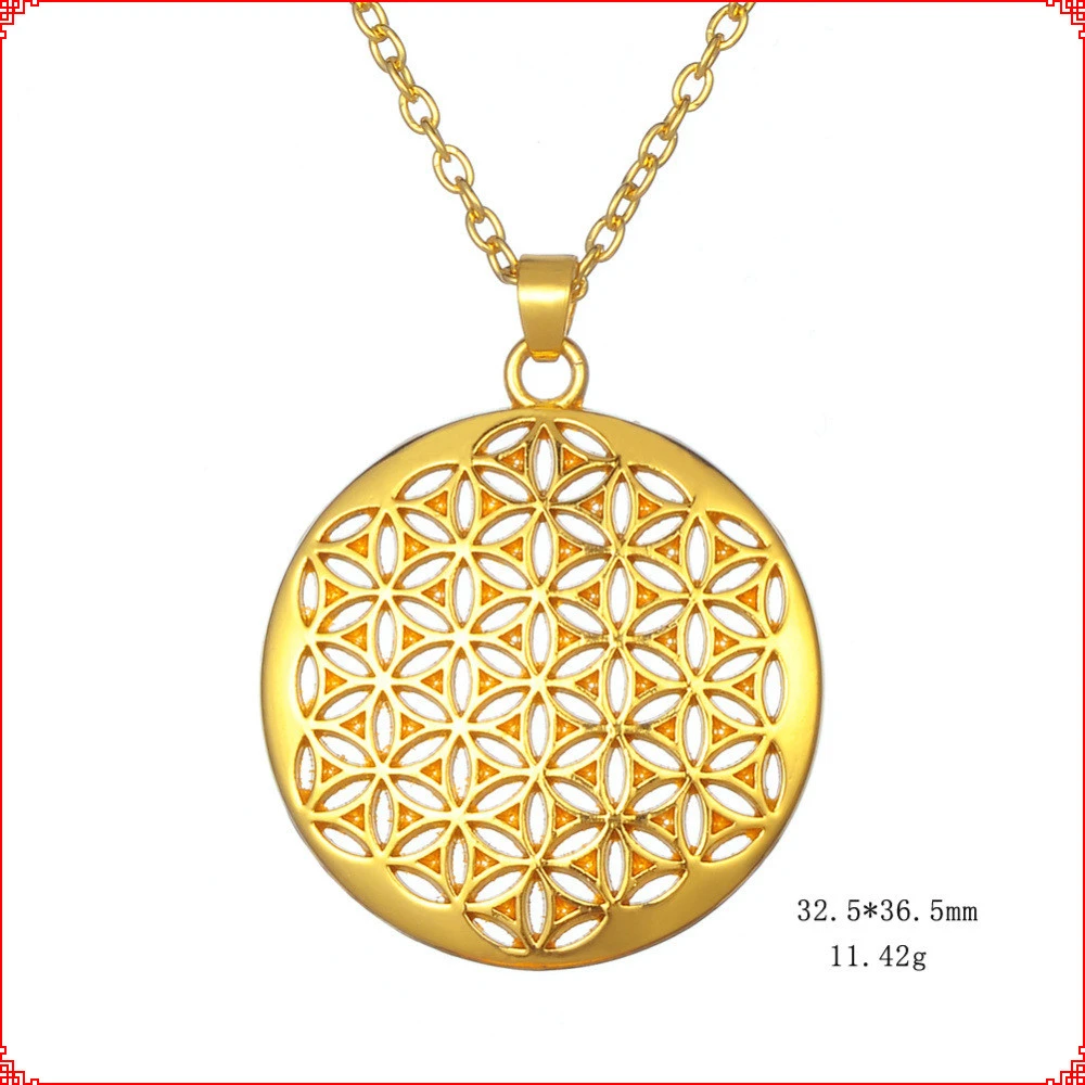Flower of life life life wheel zinc alloy clavicle Necklace