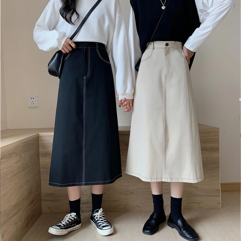 High Waist Slim Mid-length A-line Skirt Women Autumn Clothes