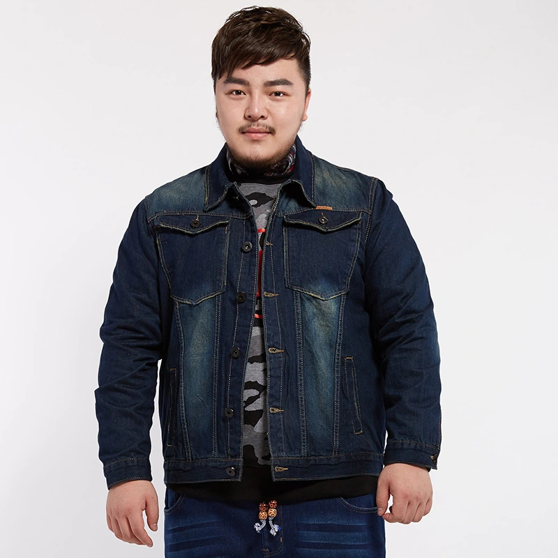 2021 new men's denim jacket and add fertilizer increased slim single breasted denim jacket men