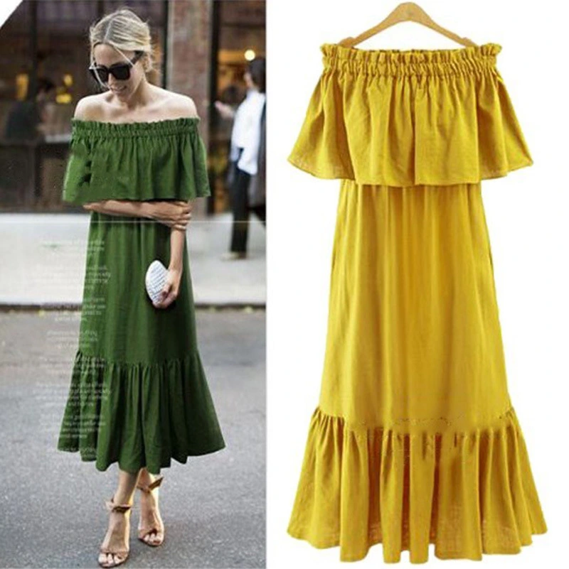 Ruffled slim long dress