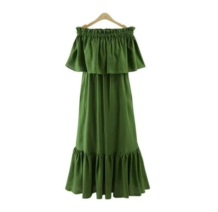Ruffled slim long dress