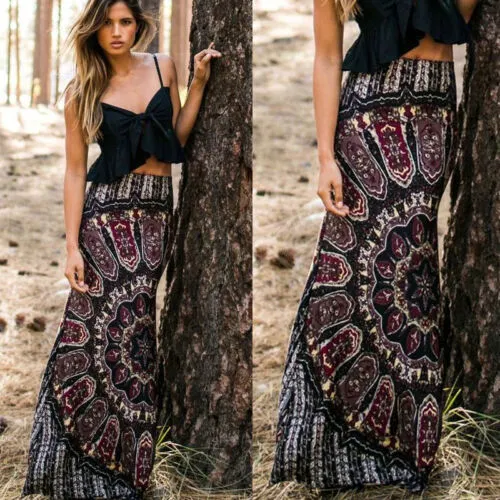 Temperament printed skirt