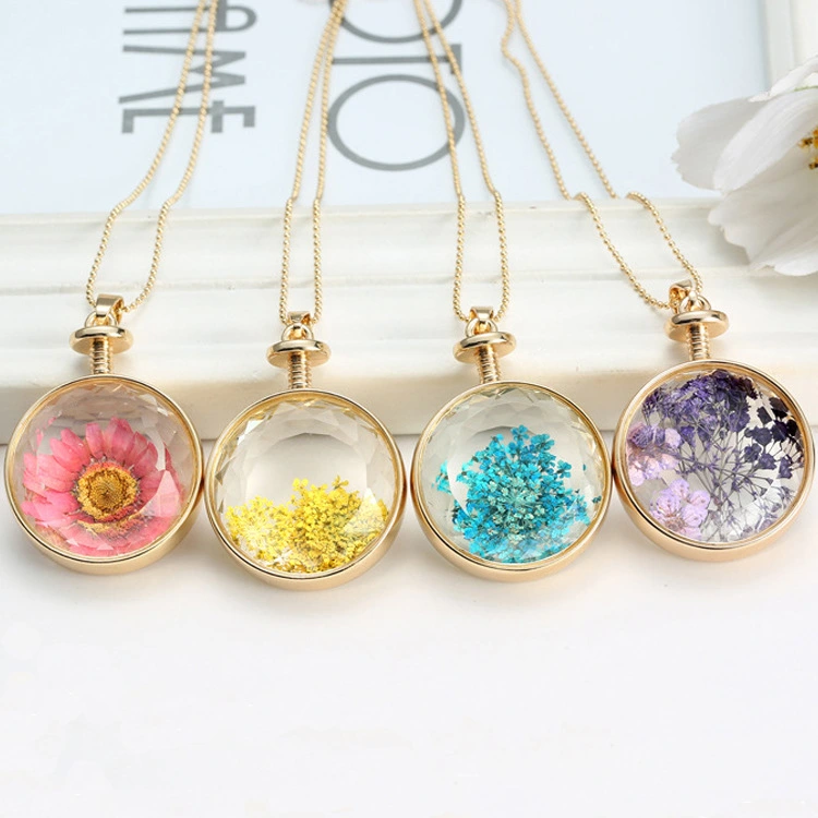 Dried flower specimen multicolor necklace