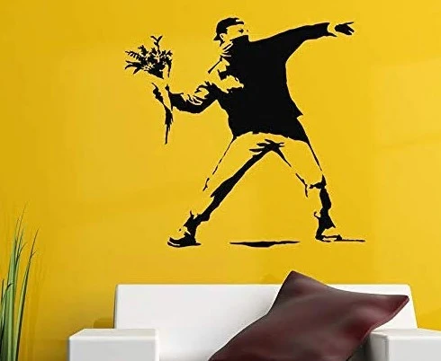 Art Wall Sticker for Boys Holding Flowers