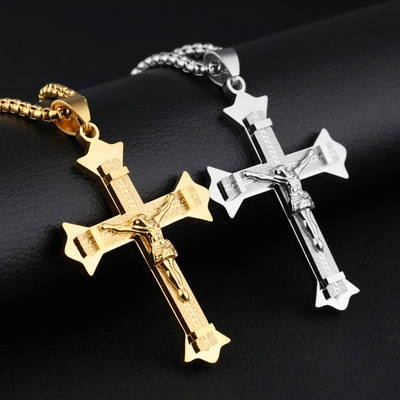 Cross Christ Jesus Pendant Necklace Stainless