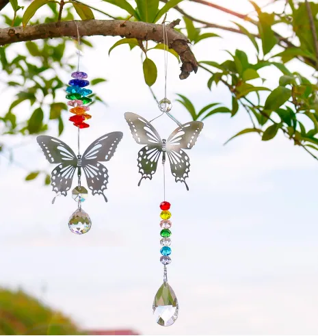 Crystal car pendant crystal ball pendant color octagonal beads DIY butterfly crystal ornaments