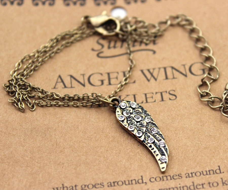 Angel Wings Retro Fashion Flash Rhinestone Anklet