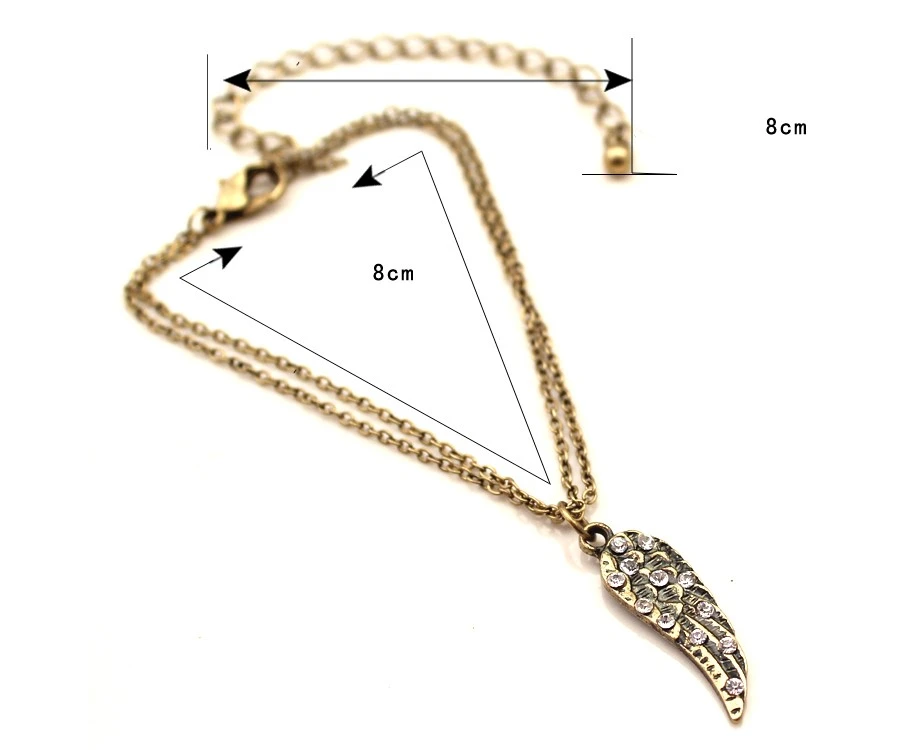 Angel Wings Retro Fashion Flash Rhinestone Anklet