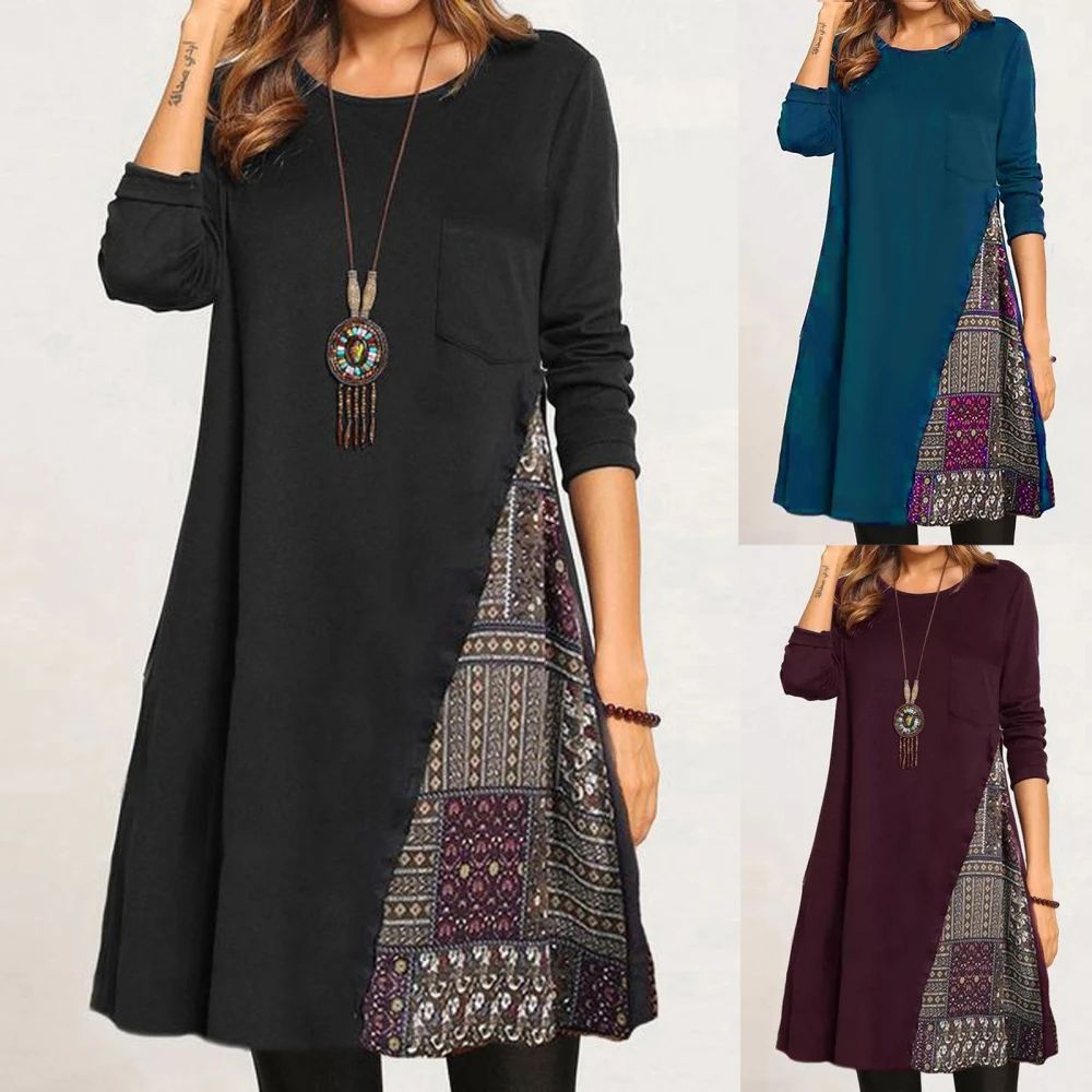 Long Sleeve Round Tie Shawl Irregular T-shirt