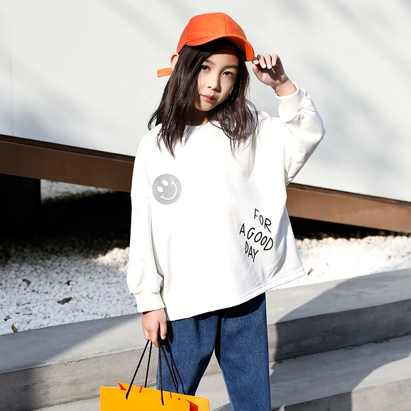 Girls Sweater 2021 Spring New Korean version of the big boy cotton loose shirt children's sweater tide