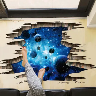 Van Gogh new 3D wall stickers dark blue Galaxy planet PVC removable three-dimensional stickers decorative painting FX9604