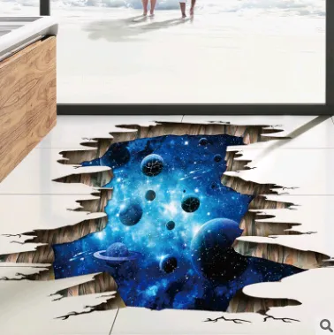Van Gogh new 3D wall stickers dark blue Galaxy planet PVC removable three-dimensional stickers decorative painting FX9604