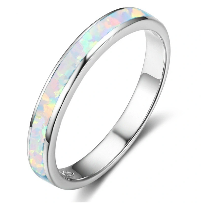 Simple single-circle opal ring