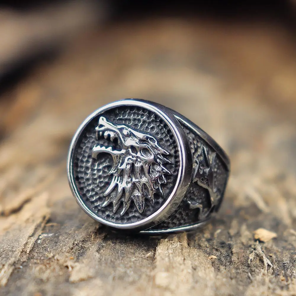 Wolfhead titanium steel ring