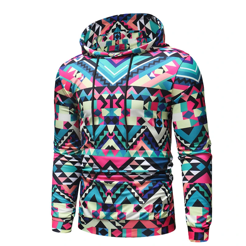 Men's printed casual hooded men's sweater