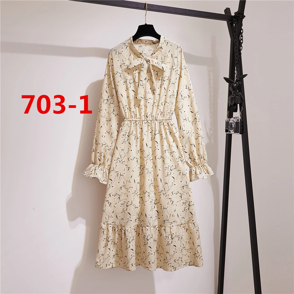 Long-Sleeved Bow-Knot Waist Pleated Dress