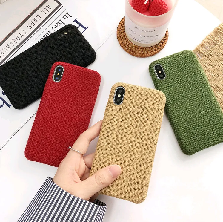 Simple mobile phone case solid color 8p, iphonex soft cloth pattern iphone7plus female couple new 6 personality creative mobile phone shell