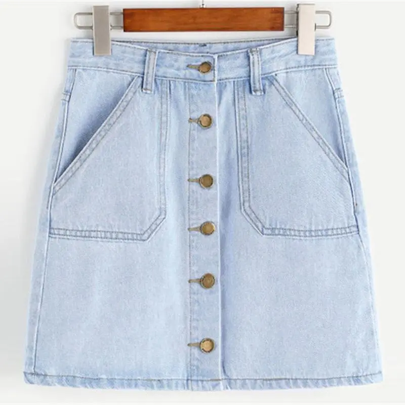 Button up Pocket Denim Skirt