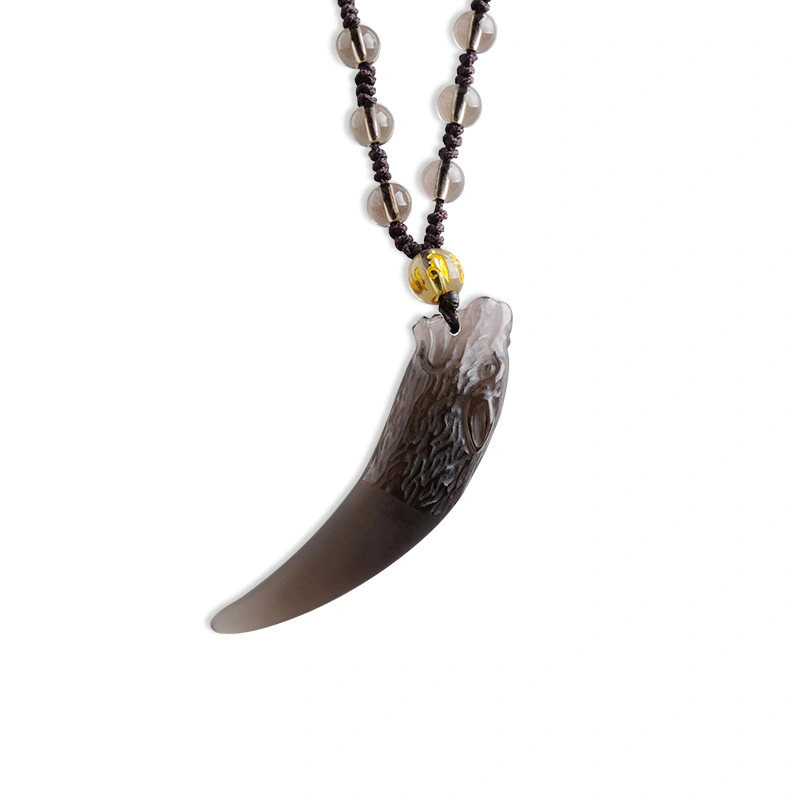 Natural ice black obsidian spike necklace