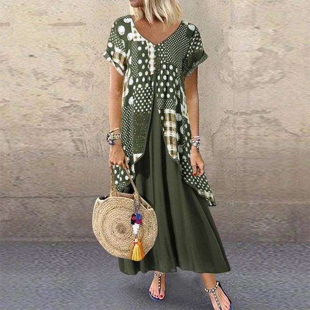 Female Print Patchwork Size Sexy Long Skirt