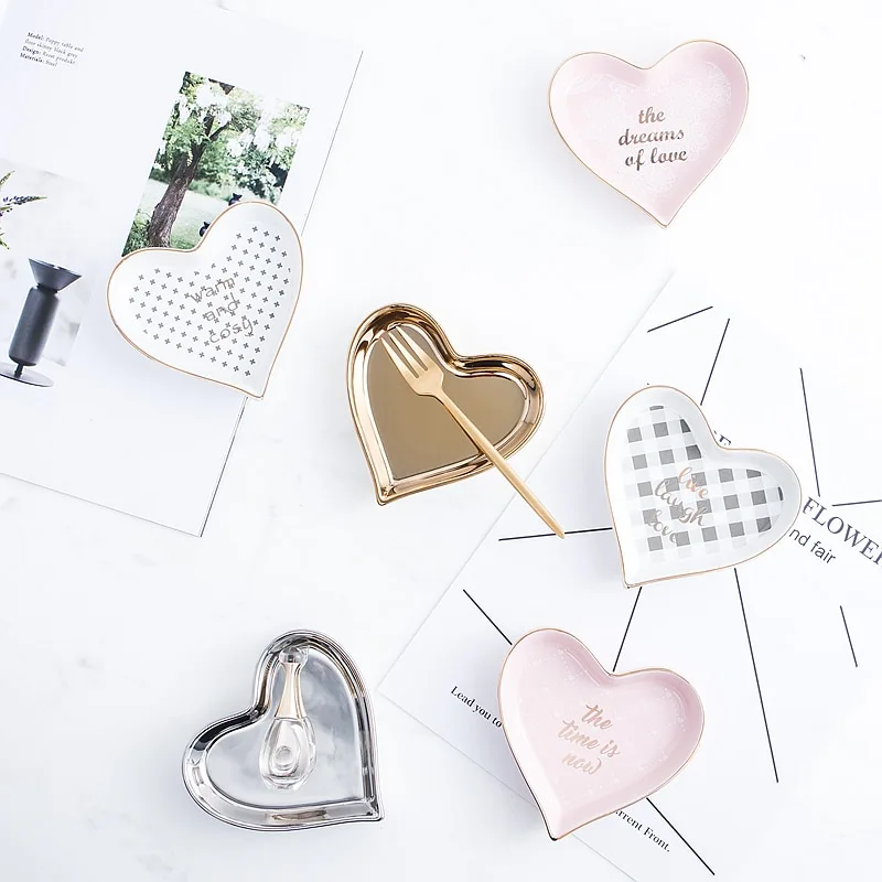 Hand-painted gold heart ceramic plate