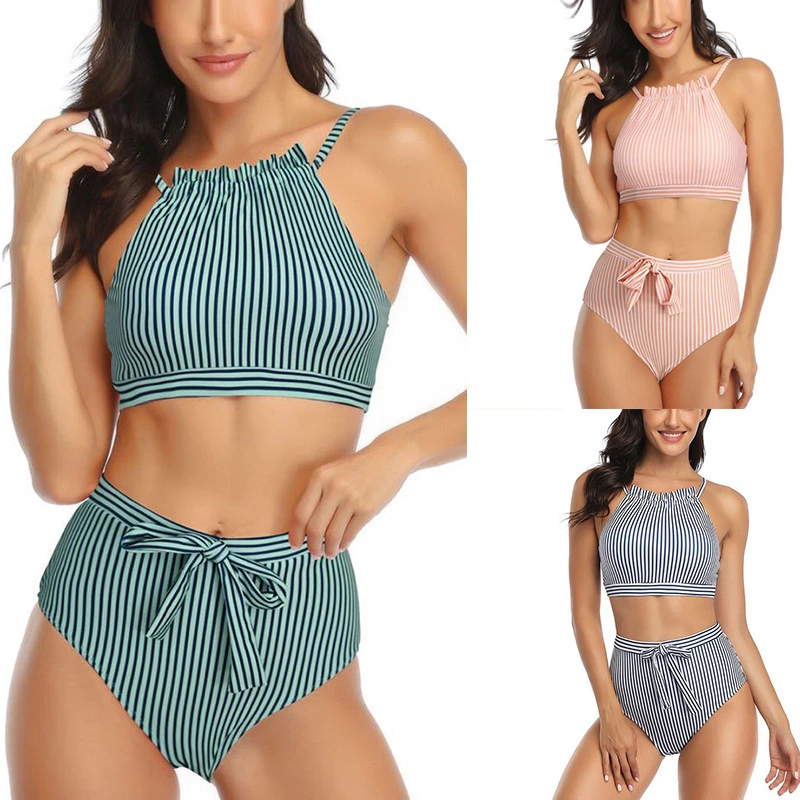 Striped two-piece swimsuit