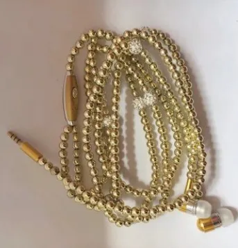 Pearl necklace earphones with wheat wire control universal earplugs trend new headset factory direct bass bass in-ear