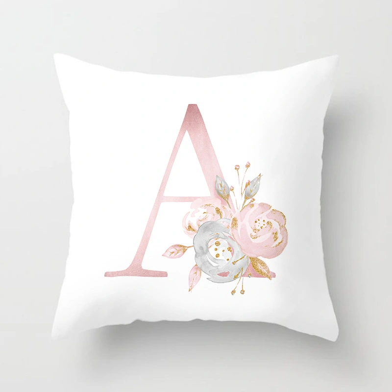 Modern Simple Rose Gold English Alphabet Peach Skin Pillowcase