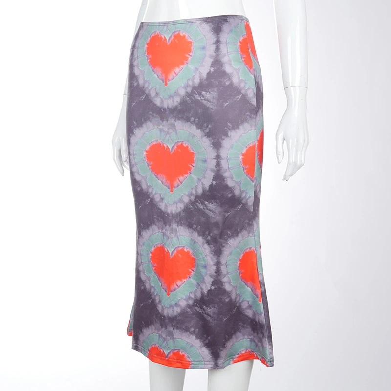 Spring New Love Printing Casual Bag Hip Half-Length Low-Waist Long Skirt