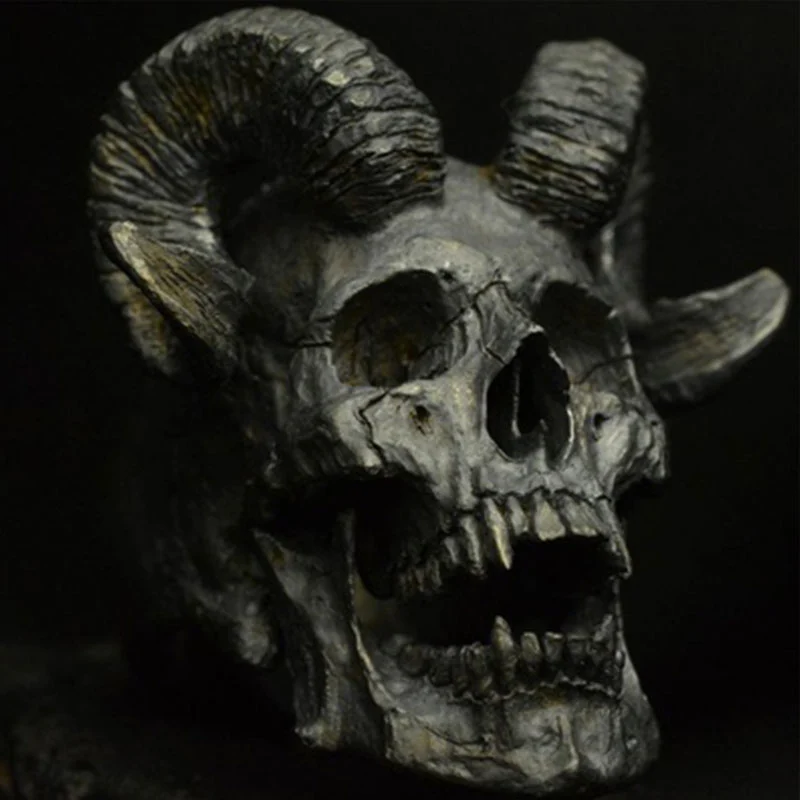 Dark Ram Head Skull Ring