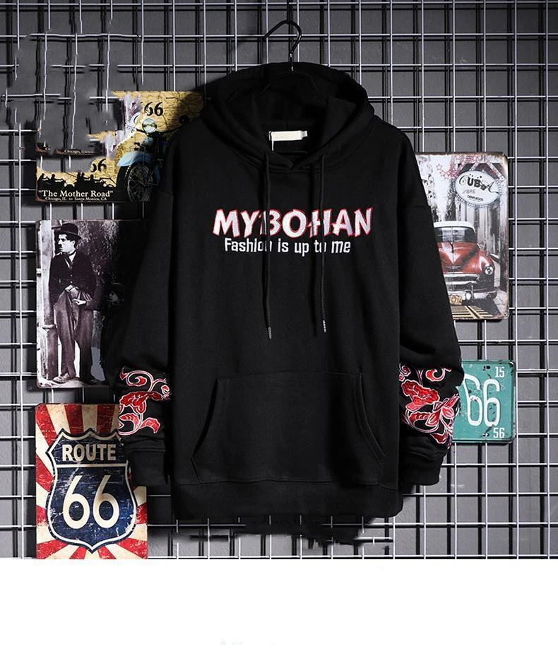Men's hooded loose embroidered sweatshirt
