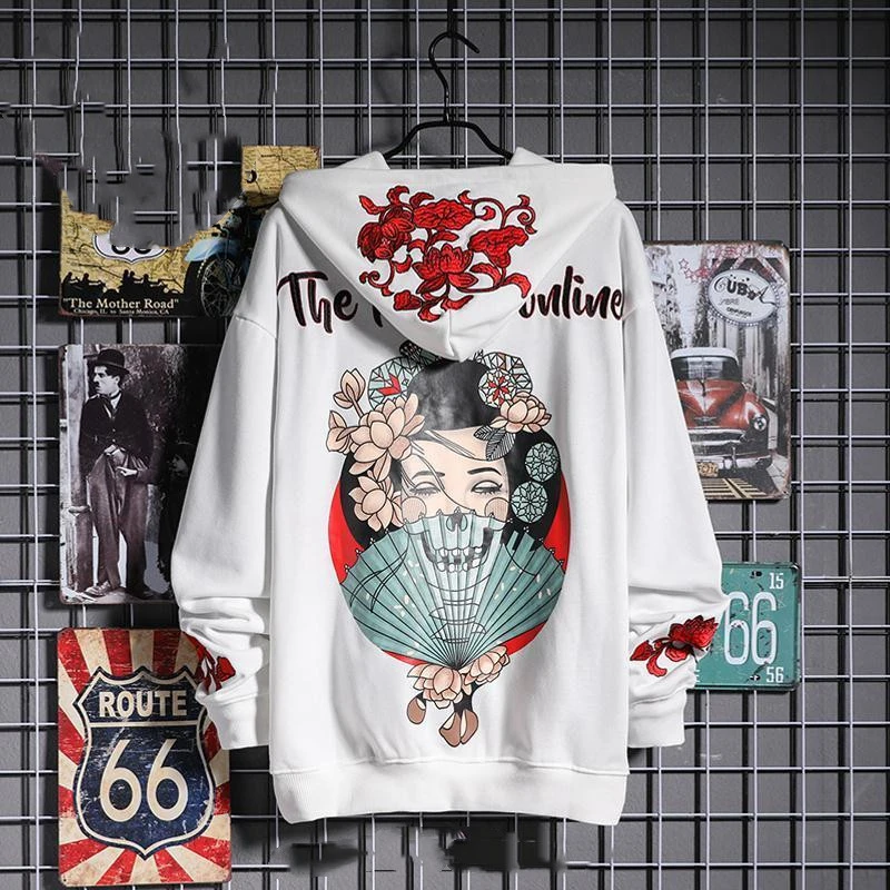 Men's hooded loose embroidered sweatshirt