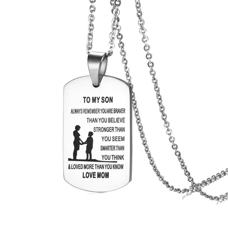 From Mom to Son - Stainless Steel Dog Tag Necklace